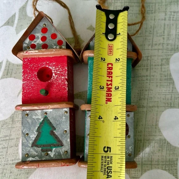 Vintage Festive Winter Handmade Wooden Bird House Wall Hanging Home Decor Set - Picture 6 of 8